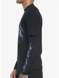 Deals 😀 Purple Metal Twofer Long-Sleeve T-Shirt 😀 -HT Style Outlet Store 19840113 av3