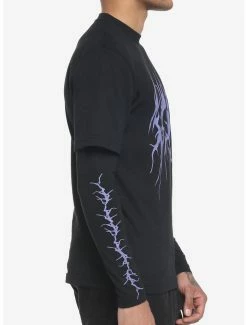 Deals 😀 Purple Metal Twofer Long-Sleeve T-Shirt 😀 -HT Style Outlet Store 19840113 av4