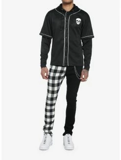 Best Pirce ✔️ Undead ⚾ Baseball Jersey Twofer Hooded Long-Sleeve Top ⌛ -HT Style Outlet Store 19840122 av2