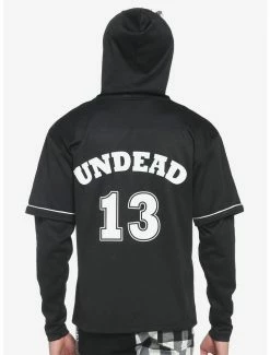 Best Pirce ✔️ Undead ⚾ Baseball Jersey Twofer Hooded Long-Sleeve Top ⌛