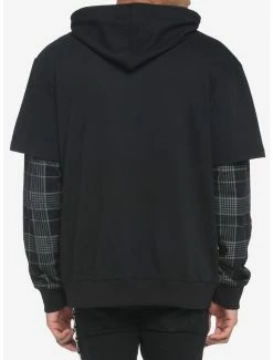 Hot Sale ✨ Black Plaid Twofer Hoodie ❤️ -HT Style Outlet Store 19840247 av2