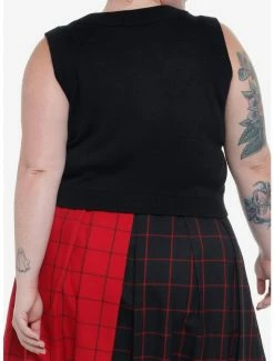 Deals 💯 Skulls With Heart Eyes 👧 Girls Crop Sweater Vest Plus Size 💯 -HT Style Outlet Store 19840433 av2