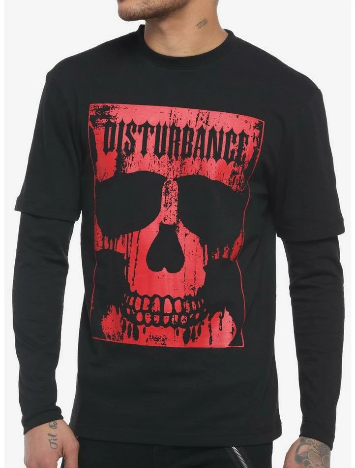 Discount 🎁 Disturbance Skull Twofer Long-Sleeve T-Shirt ⌛ 3 Discount 🎁 Disturbance Skull Twofer Long-Sleeve T-Shirt ⌛