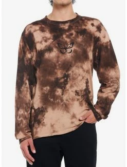 Best deal 🥰 Butterfly Embroidered Brown Wash Long-Sleeve T-Shirt 🎉