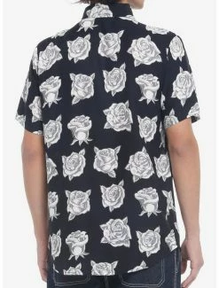 Top 10 😍 Grey Rose Woven Button-Up 😀 -HT Style Outlet Store 19912947 av2