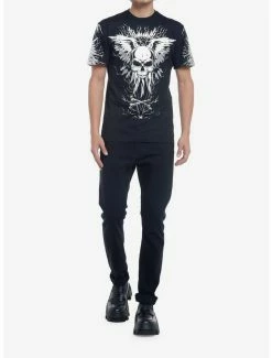 Best Sale ✨ Silver Skull With Wings T-Shirt ✨ -HT Style Outlet Store 19929447 av1