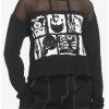 Top 10 😉 Black & White Skeleton Anatomy Mesh 👧 Girls Crop Hoodie 🛒 -HT Style Outlet Store 19964322 hi