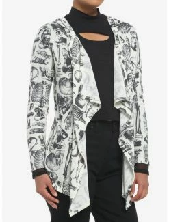 HT Style Outlet Store 18 Best deal ⌛ Anatomy Allover Print Hooded 👧 Girls Open Cardigan 🤩