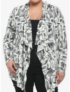 Wholesale ⭐ Anatomy Allover Print Hooded 👧 Girls Open Cardigan Plus Size 🤩