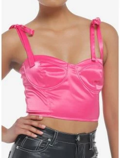 Top 10 ⌛ Pink Satin Bustier Top ✔️