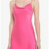 Deals ⌛ Hot Pink Cowlneck Mini 👗 Dress ⭐