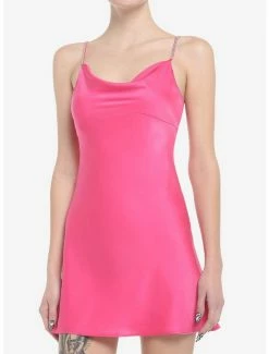 Deals ⌛ Hot Pink Cowlneck Mini 👗 Dress ⭐