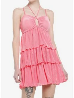 Outlet 😉 Bubblegum Pink Tiered 👗 Dress 🌟