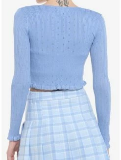 Best Pirce 🔔 Periwinkle Blue Tie-Front 👧 Girls Cardigan 🤩 -HT Style Outlet Store 19965647 av2