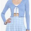 Best Pirce 🔔 Periwinkle Blue Tie-Front 👧 Girls Cardigan 🤩