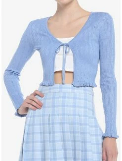 Best Pirce 🔔 Periwinkle Blue Tie-Front 👧 Girls Cardigan 🤩