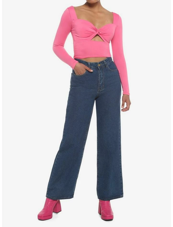 New ๐ Hot Pink Cutout ๐ง Girls Crop Long-Sleeve Top ๐ 4 New ๐ Hot Pink Cutout ๐ง Girls Crop Long-Sleeve Top ๐ - Image 2