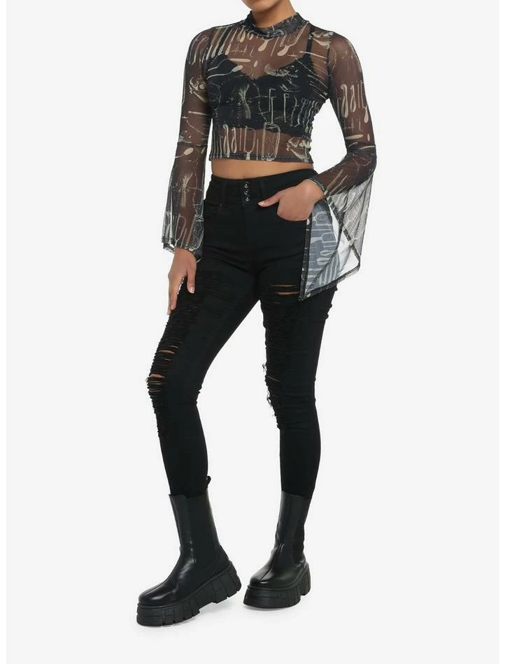 New 👏 Surgery Tools Black Mesh Mockneck 👧 Girls Top 😀 3 New 👏 Surgery Tools Black Mesh Mockneck 👧 Girls Top 😀 - Image 2