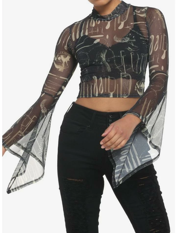 New 👏 Surgery Tools Black Mesh Mockneck 👧 Girls Top 😀 2 New 👏 Surgery Tools Black Mesh Mockneck 👧 Girls Top 😀