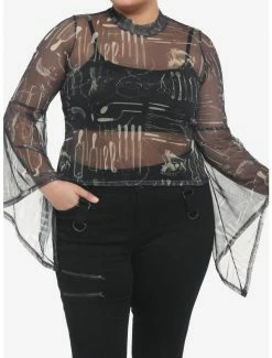 Discount ⭐ Surgery Tools Black Mesh Mockneck 👧 Girls Top Plus Size ❤️