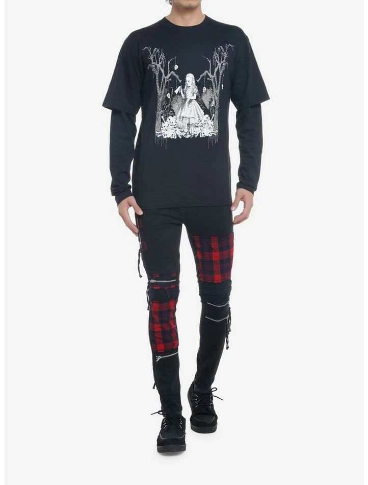 New ⌛ Dark Alice In Wonderland Skulls TwoFer Long-Sleeve T-Shirt 🎉 4 New ⌛ Dark Alice In Wonderland Skulls TwoFer Long-Sleeve T-Shirt 🎉 - Image 2