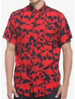 Brand new 🛒 Red Skull Woven Button-Up 😉