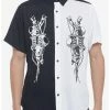 Top 10 🌟 Skeleton Swords Split Woven Button-Up 🧨 -HT Style Outlet Store 20009743 hi