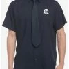 Cheap 🎉 Skull & Black Tie Woven Button-Up ✔️ -HT Style Outlet Store 20009751 hi