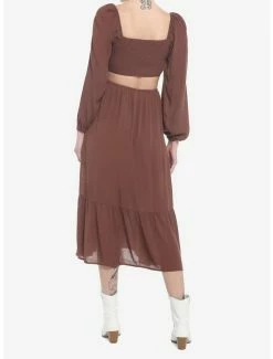 Promo 🥰 Chocolate Brown Cutout Back Maxi 👗 Dress 😀 -HT Style Outlet Store 20069537 av2