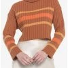 Buy 👏 Brown Rugby Stripe Crop 👧 Girls Turtleneck Sweater 🔥 -HT Style Outlet Store 20069602 hi