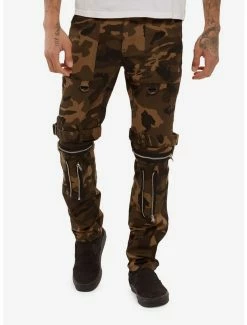 Outlet ❤️ Camouflage & Hardware Straight Leg Pants ⭐